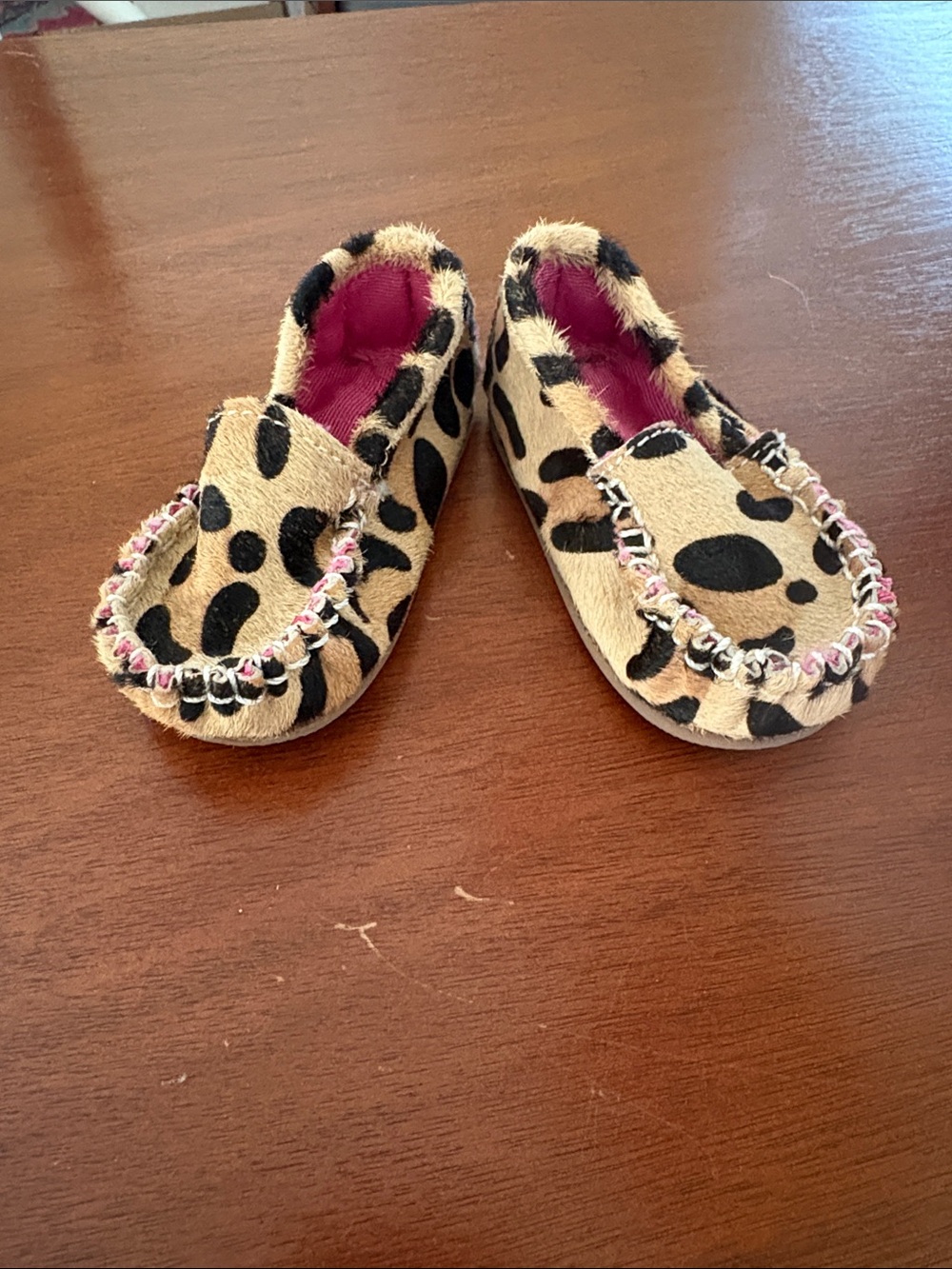 Baby Leopard Print Slip-On Moccasins - Pink Lining